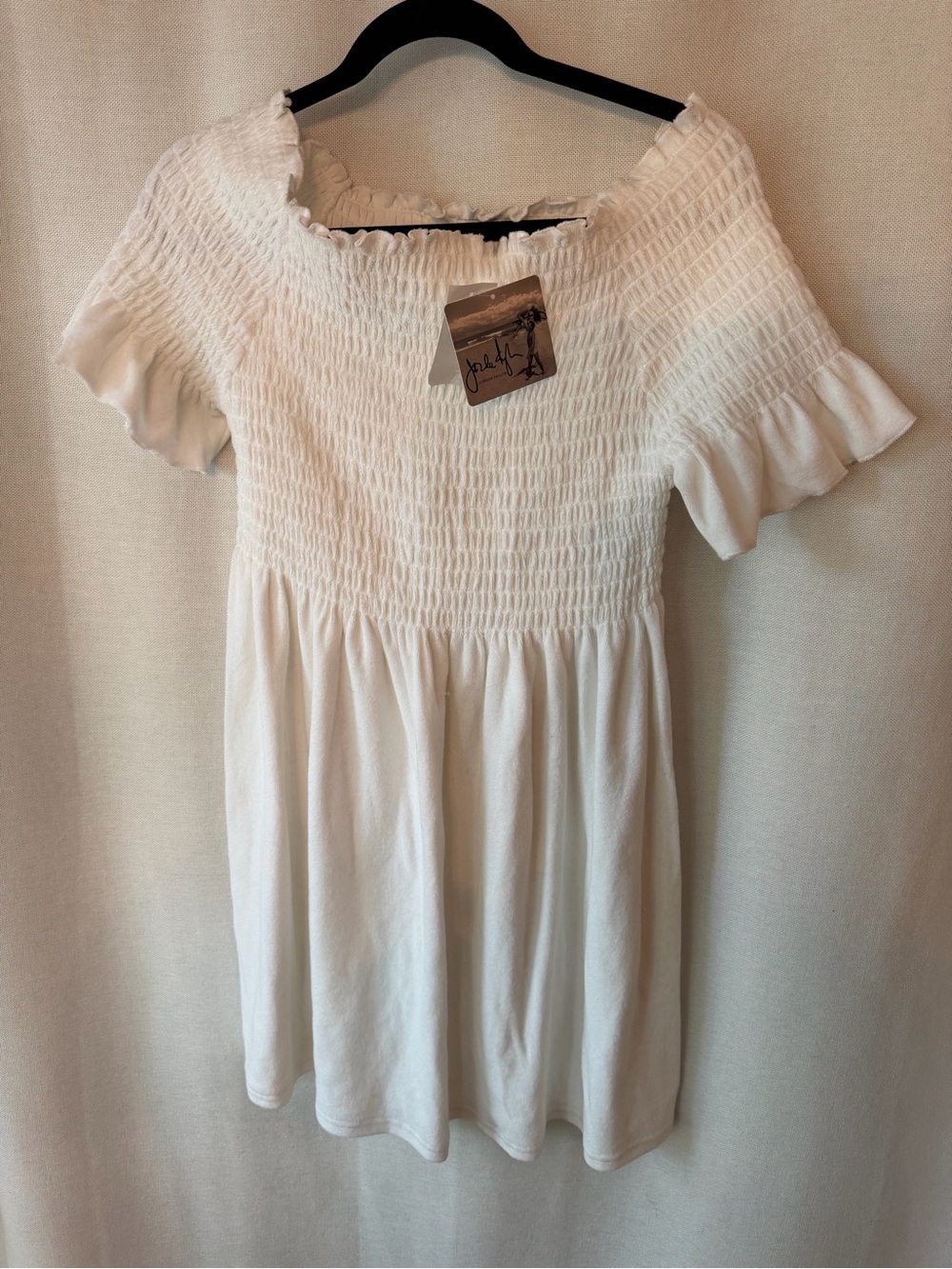 White Terry on/off shoulder dress